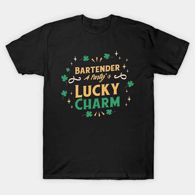 St. Patrick's Day Shamrock Clover Bartender Lucky Charm T-Shirt by Tom´s TeeStore